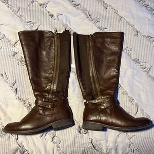 Brown knee high boots